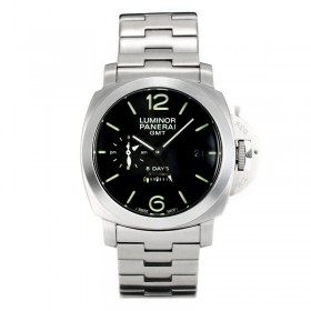 Panerai Luminor 8 Days Working Power Reserve Automatic with Black Dial S/S-Green Markers