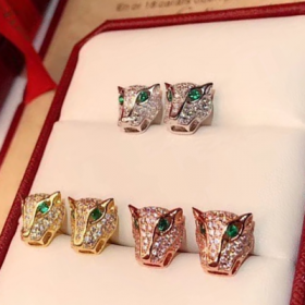 2020 Cartier 18K Gold Rose Gold Platinum Diamond Earrings 